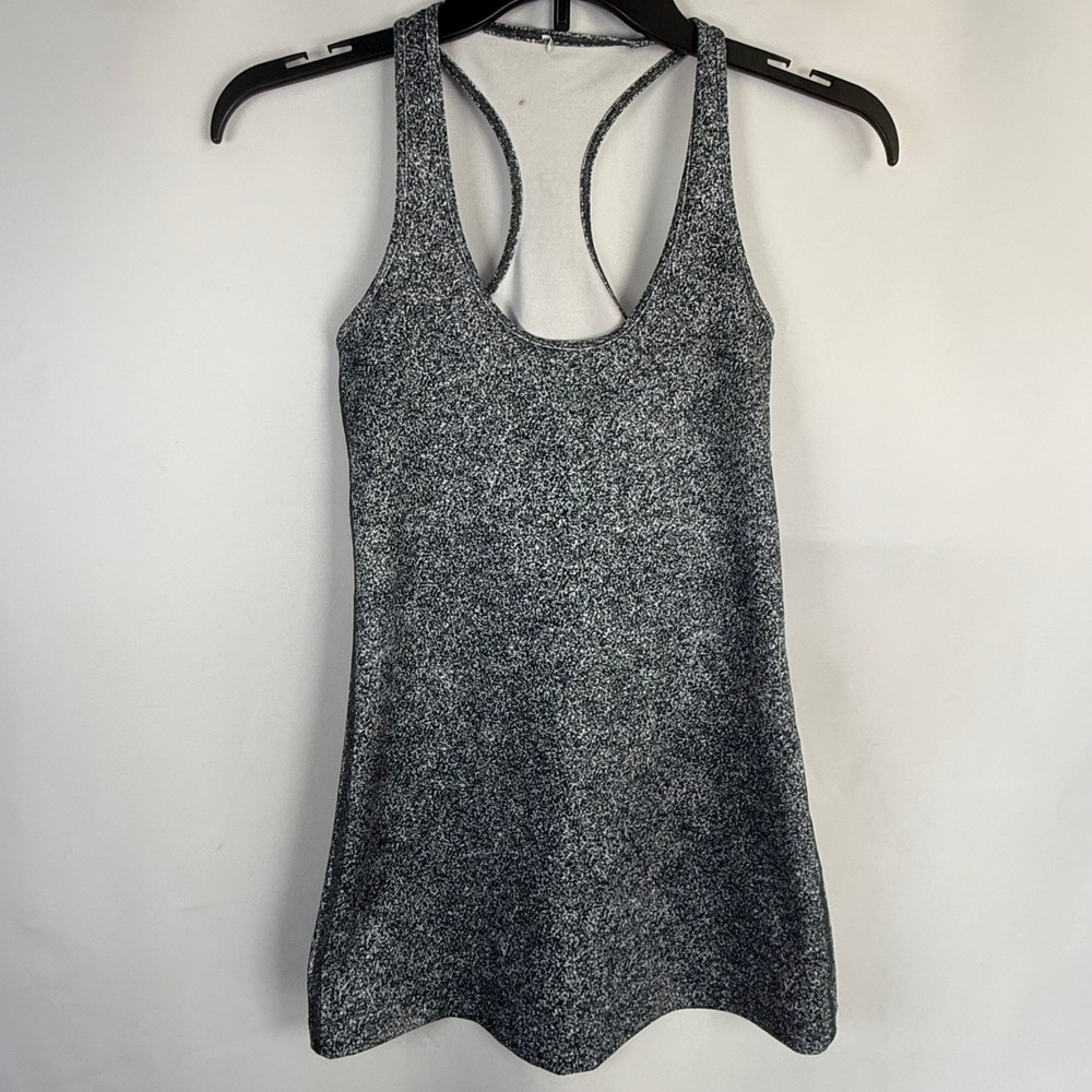 Lululemon Cool‎ Racerback Tank Top Space Dye Black White Athletic Yoga Size 4